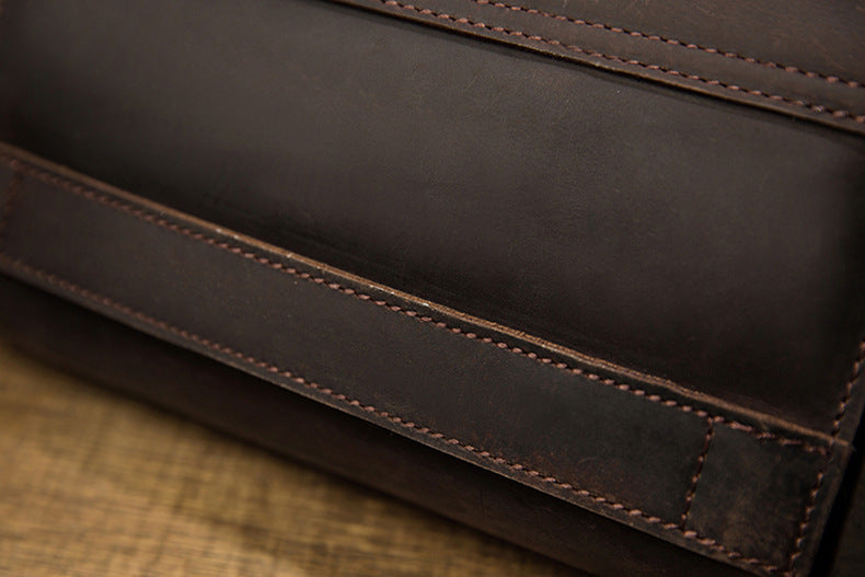 Men's Wallet Genuine Cowhide Leather Handmade Original Crazy Horse Clutch Bag Retro Mobile Phone Bag Men's Wallet