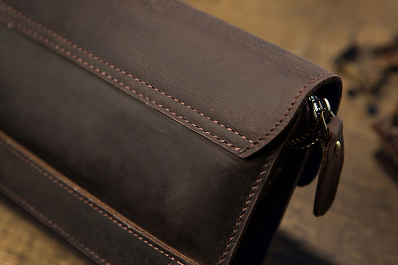 Men's Wallet Genuine Cowhide Leather Handmade Original Crazy Horse Clutch Bag Retro Mobile Phone Bag Men's Wallet