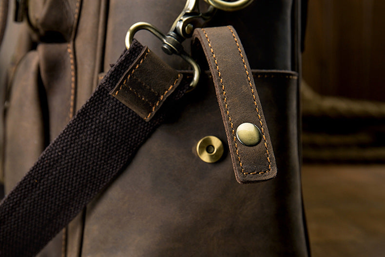 Men's Shoulder Bag Crossbody Bag Handmade Crazy Horse Cowhide Genuine Leather Travel Bag Handbag Bag Men's Handbag