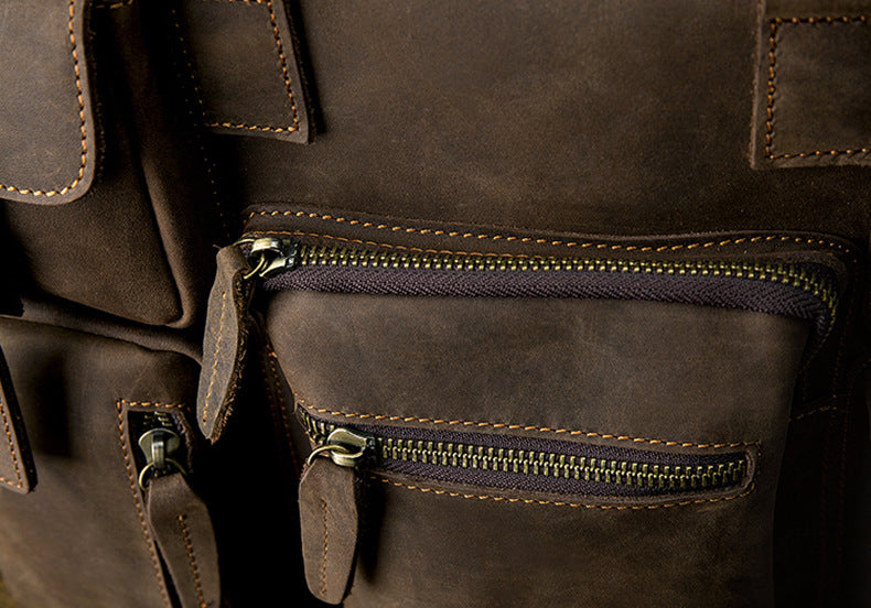 Men's Shoulder Bag Crossbody Bag Handmade Crazy Horse Cowhide Genuine Leather Travel Bag Handbag Bag Men's Handbag