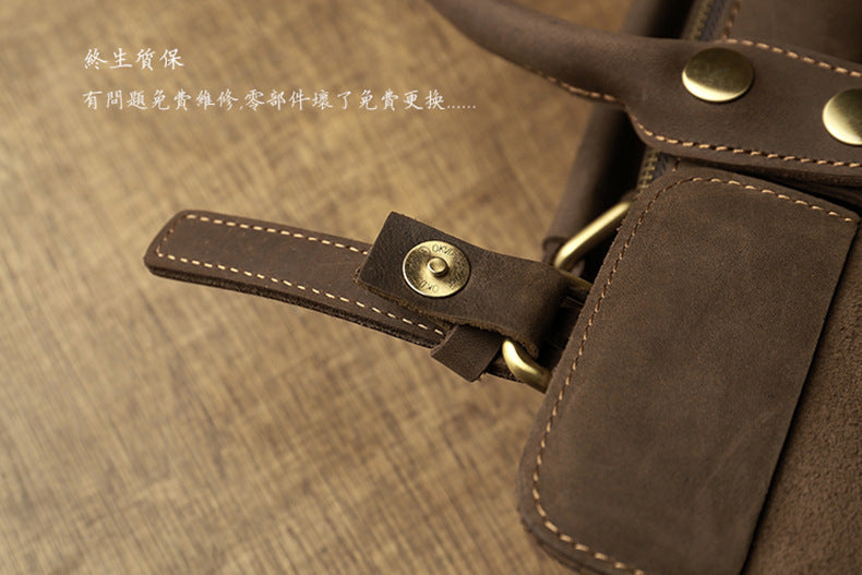 Men's Shoulder Bag Crossbody Bag Handmade Crazy Horse Cowhide Genuine Leather Travel Bag Handbag Bag Men's Handbag
