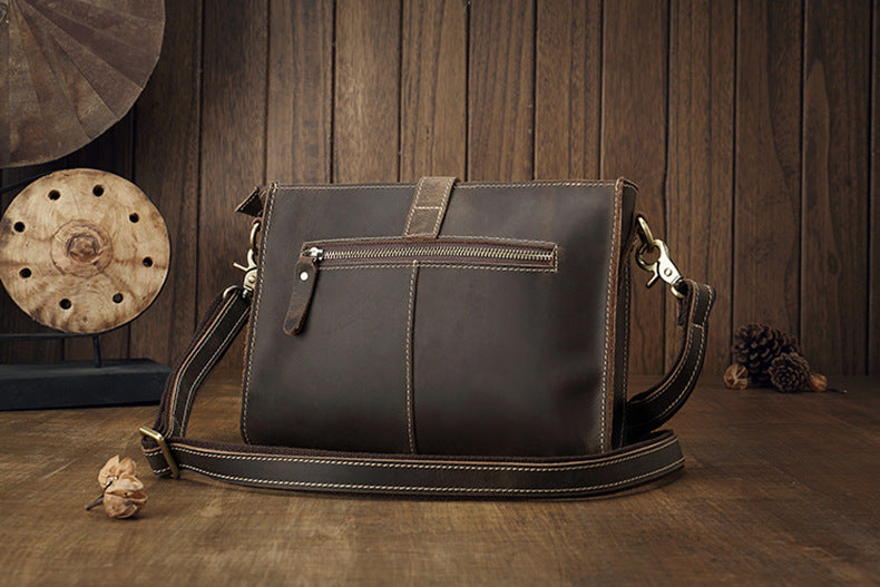 Men's Shoulder Bag Original Handmade Genuine Cowhide Leather Crazy Horse Fashion Simple Men's Crossbody Bag Clutch Bag