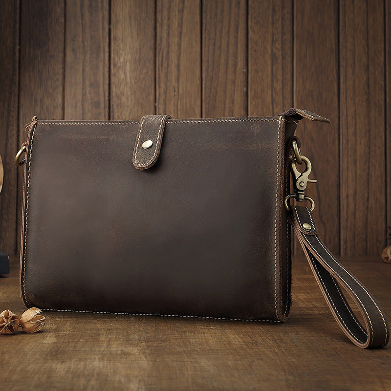 Men's Shoulder Bag Original Handmade Genuine Cowhide Leather Crazy Horse Fashion Simple Men's Crossbody Bag Clutch Bag