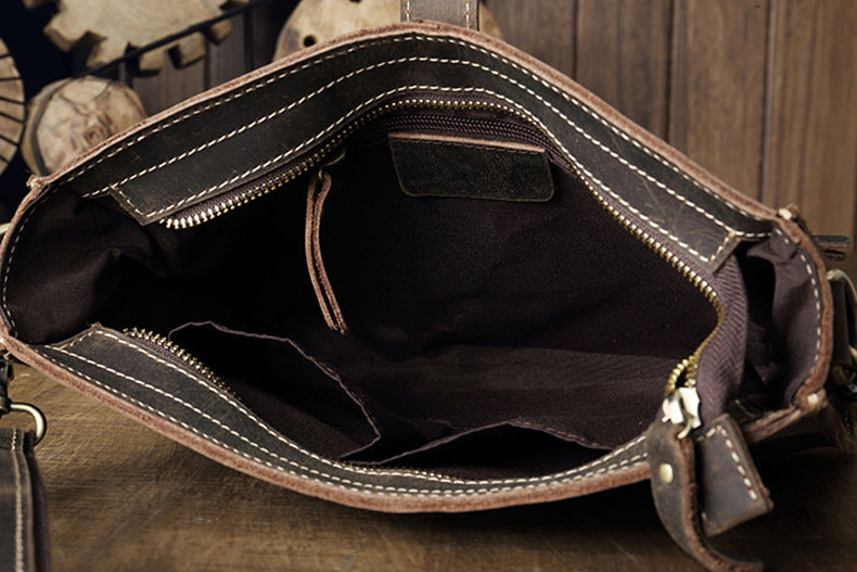 Men's Shoulder Bag Original Handmade Genuine Cowhide Leather Crazy Horse Fashion Simple Men's Crossbody Bag Clutch Bag