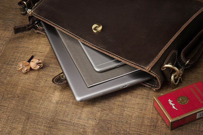 Men's Shoulder Bag Original Handmade Genuine Cowhide Leather Crazy Horse Fashion Simple Men's Crossbody Bag Clutch Bag