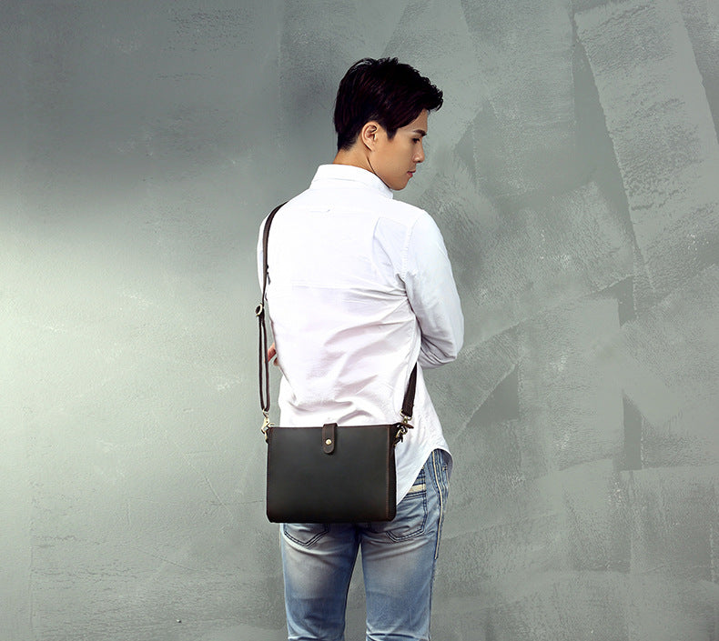 Men's Shoulder Bag Original Handmade Genuine Cowhide Leather Crazy Horse Fashion Simple Men's Crossbody Bag Clutch Bag