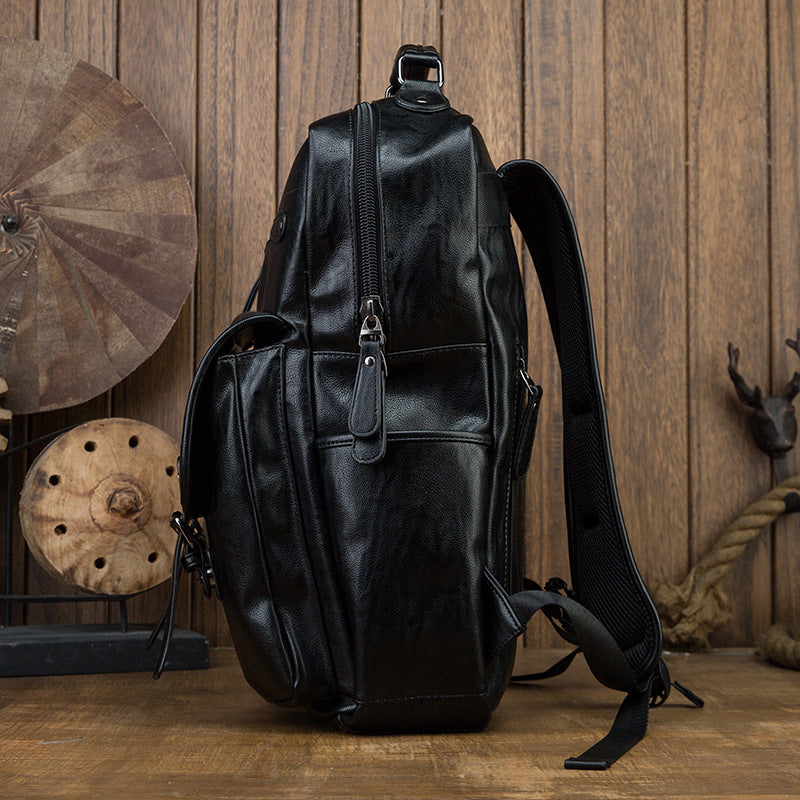 Men's Rucksack Original Handmade Genuine Cowhide Leather Simple Casual Computer Bag Large Capacity Travel Bag for Men