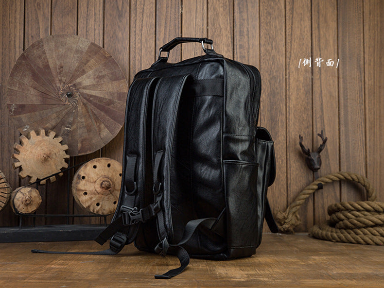 Men's Rucksack Original Handmade Genuine Cowhide Leather Simple Casual Computer Bag Large Capacity Travel Bag for Men