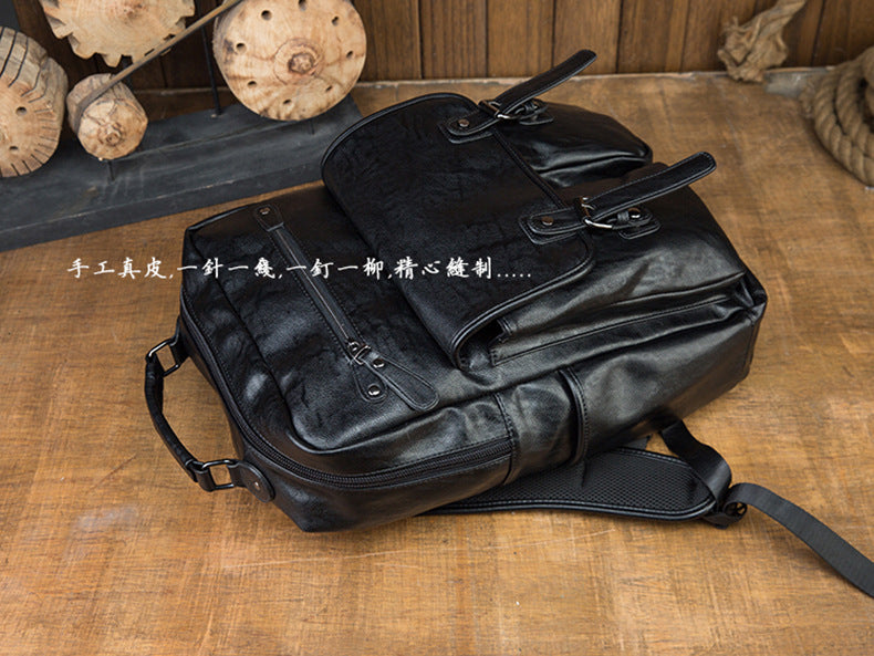 Men's Rucksack Original Handmade Genuine Cowhide Leather Simple Casual Computer Bag Large Capacity Travel Bag for Men