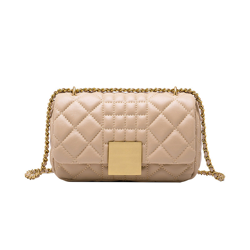 Ladies bag check Genuine leather chain bag Underarm bag Sheep leather Shoulder bag that goes with anything. Pochette