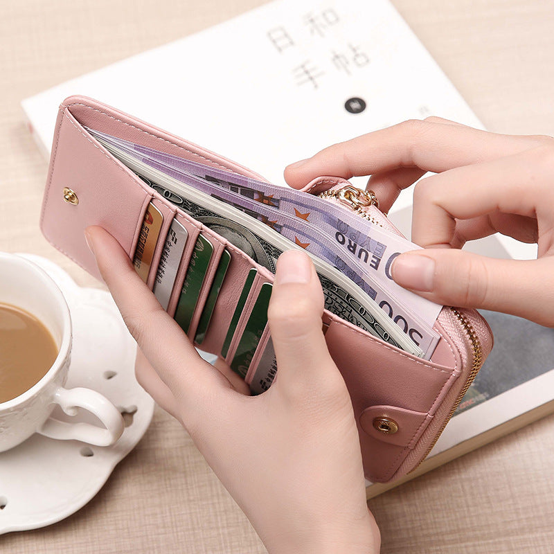 Wallet Ladies Short Zipper Genuine Leather Bifold Wallet Couple Fringe Mini Wallet Coin Purse Ladies Wallet