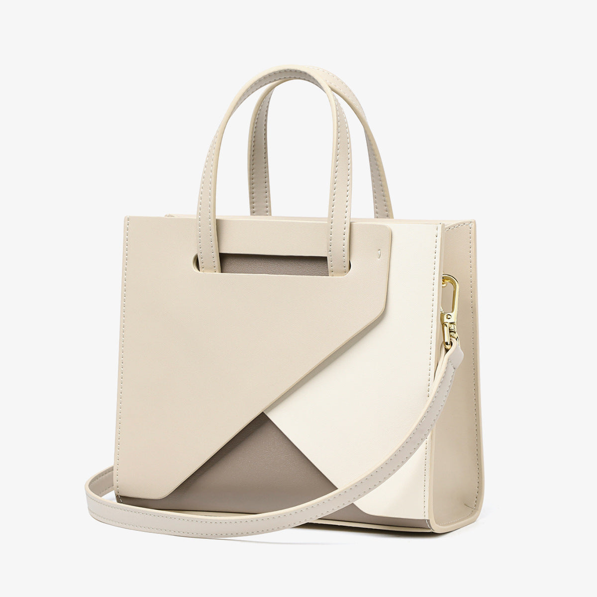 Genuine leather ladies crossbody bag large capacity simple handbag geometric color matching shoulder bag. Pochette