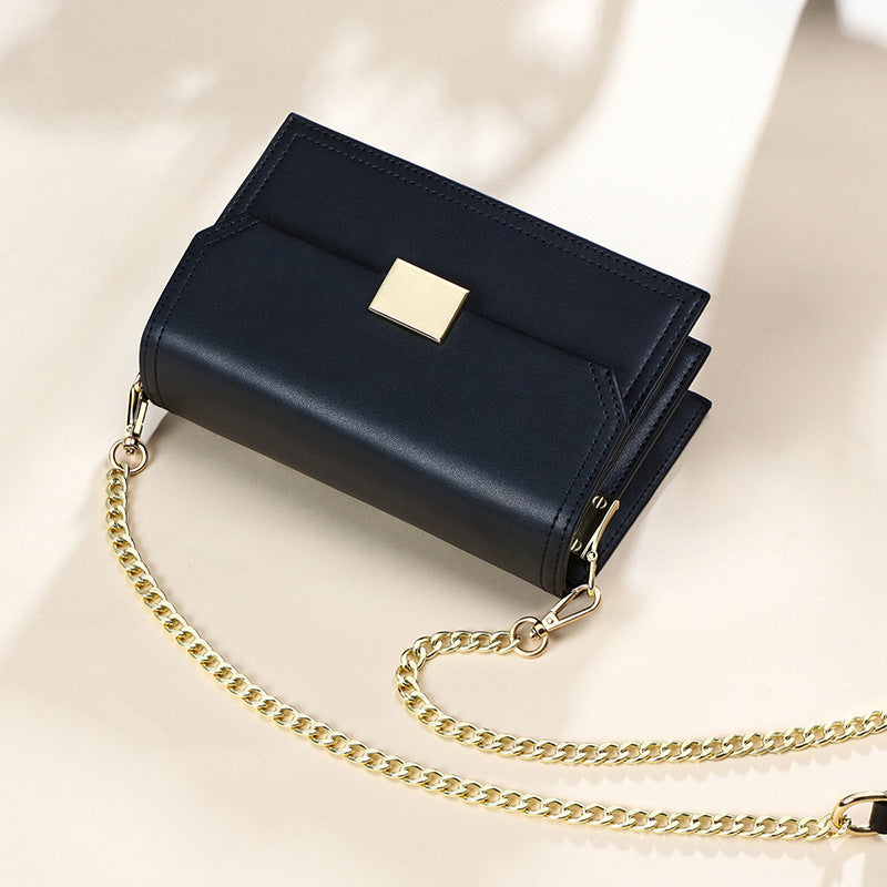 Genuine leather women's chain bag crossbody bag square bag ins fashion shoulder bag that goes with anything. Pochette