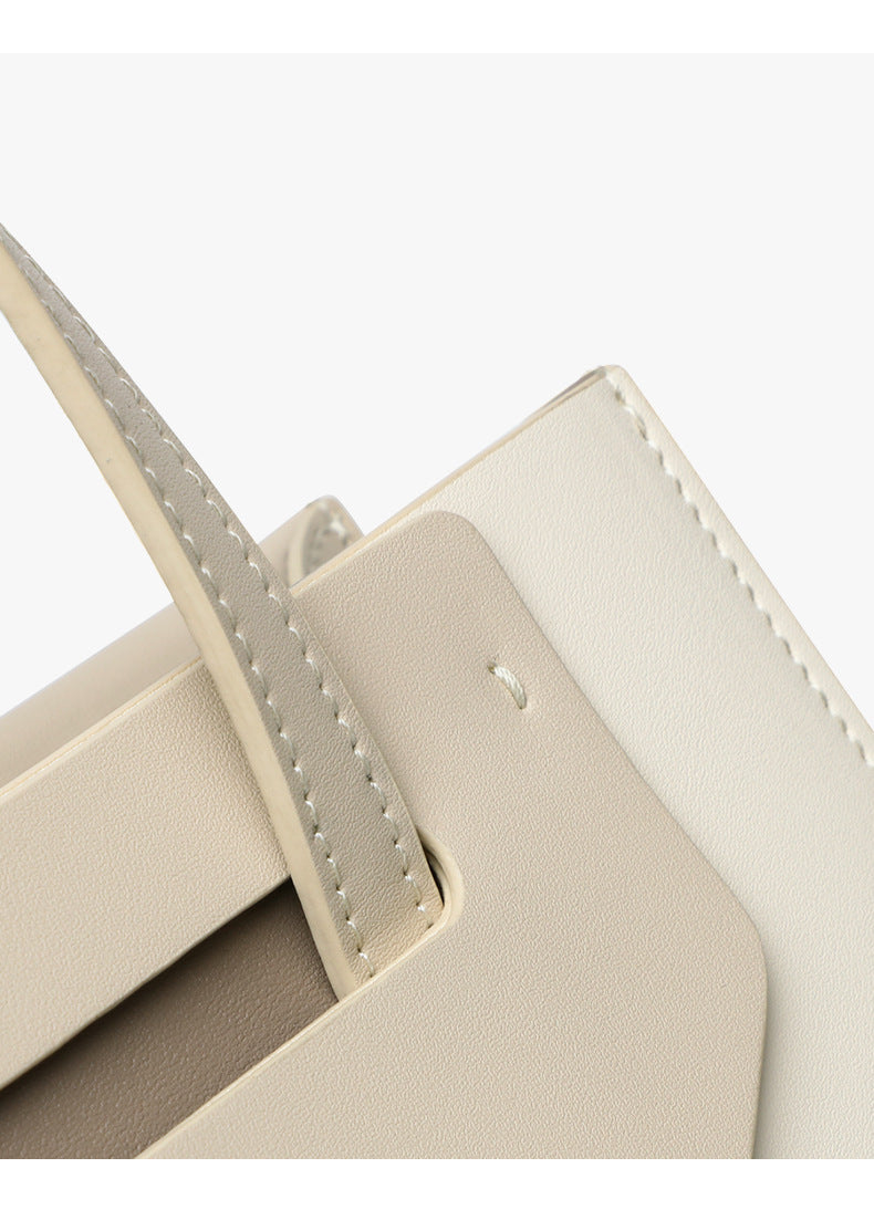 Genuine leather ladies crossbody bag large capacity simple handbag geometric color matching shoulder bag. Pochette