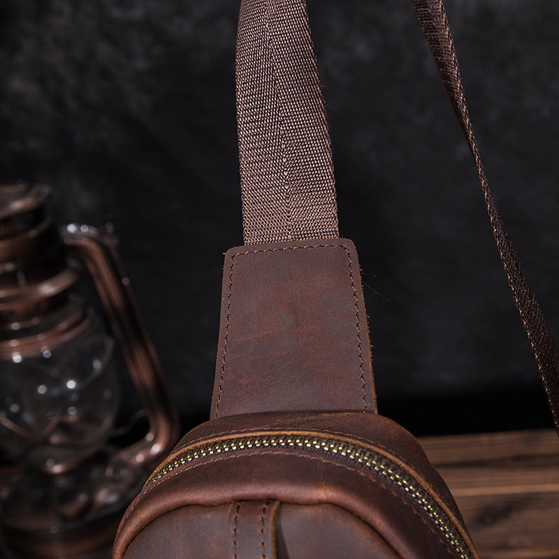Men's bust bag Genuine cowhide leather retro outdoor versatile crossbody bag for men