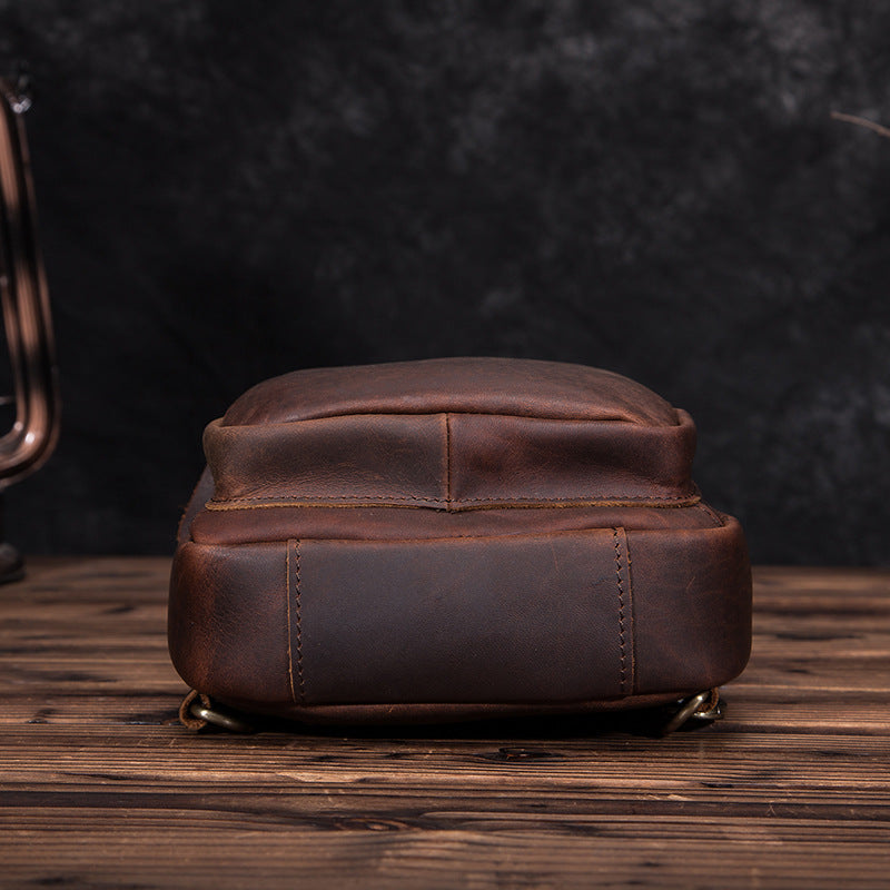 Men's bust bag Genuine cowhide leather retro outdoor versatile crossbody bag for men