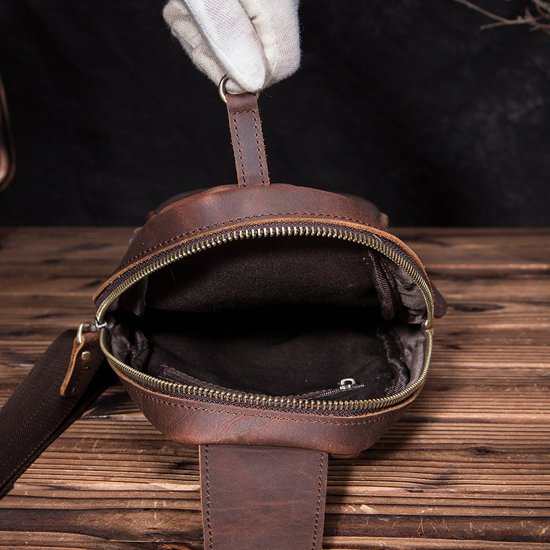 Men's bust bag Genuine cowhide leather retro outdoor versatile crossbody bag for men