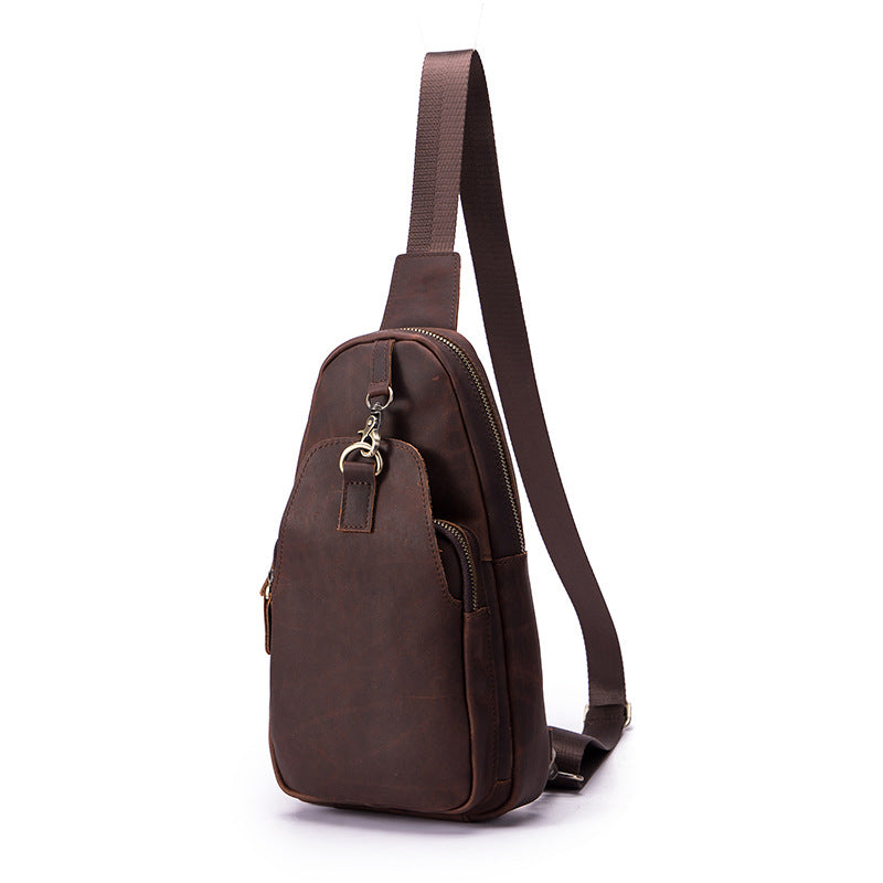 Men's bust bag Genuine cowhide leather retro outdoor versatile crossbody bag for men