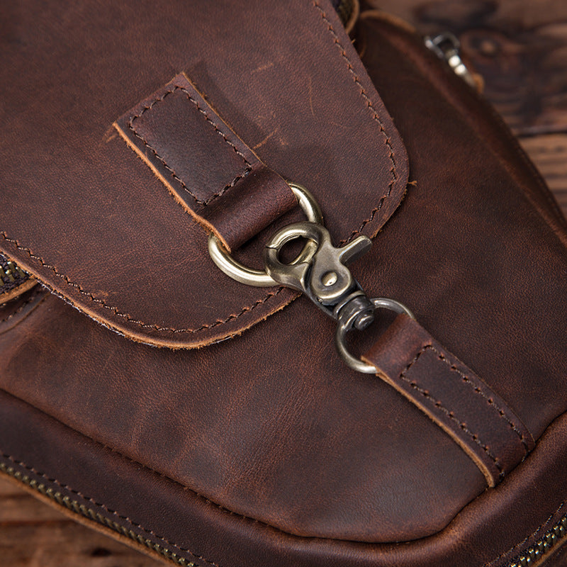 Men's bust bag Genuine cowhide leather retro outdoor versatile crossbody bag for men