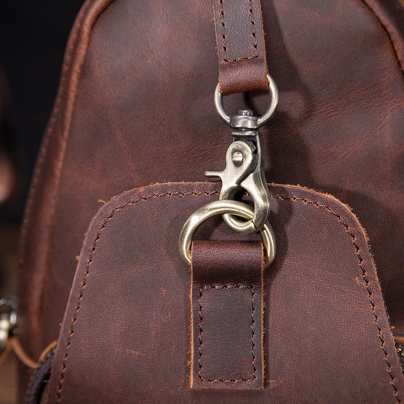 Men's bust bag Genuine cowhide leather retro outdoor versatile crossbody bag for men