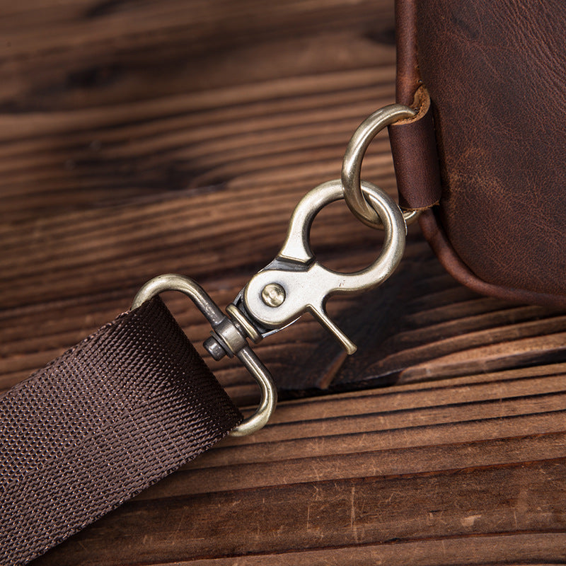 Men's bust bag Genuine cowhide leather retro outdoor versatile crossbody bag for men