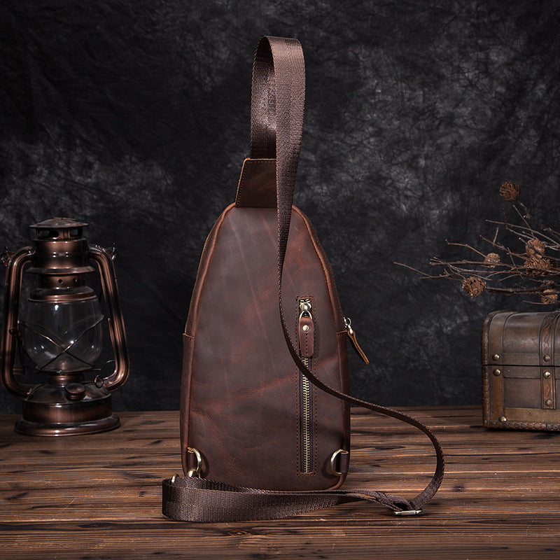 Men's bust bag Genuine cowhide leather retro outdoor versatile crossbody bag for men
