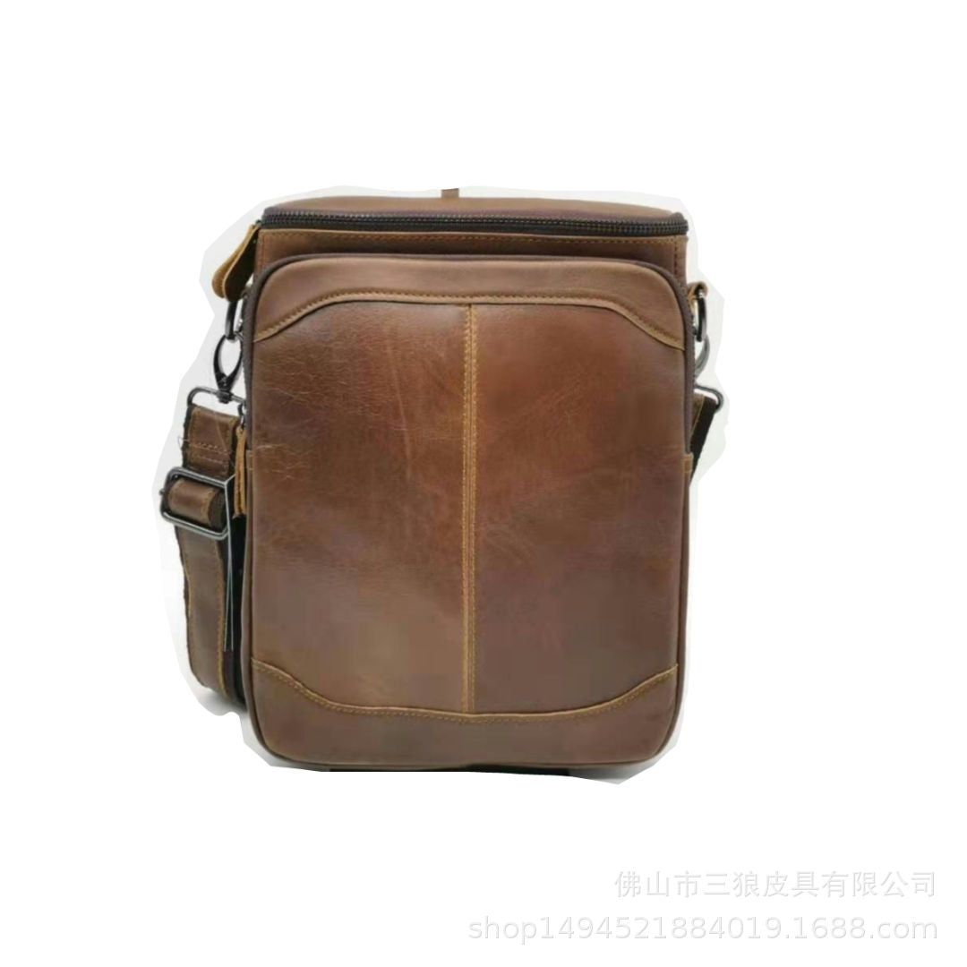 Men's Shoulder Bag Genuine Cowhide Business Briefcase Retro Fashion Men Crossbody Bag