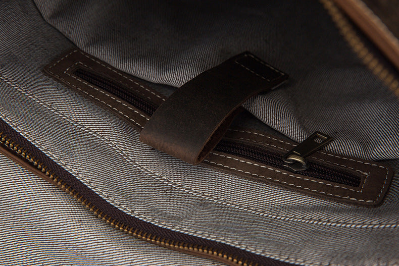 Men's backpack handmade cowhide genuine leather Crazy Horse Korean fashion casual commuting computer bag travel bag