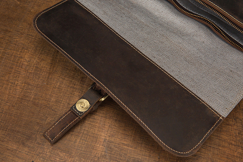 Men's backpack handmade cowhide genuine leather Crazy Horse Korean fashion casual commuting computer bag travel bag