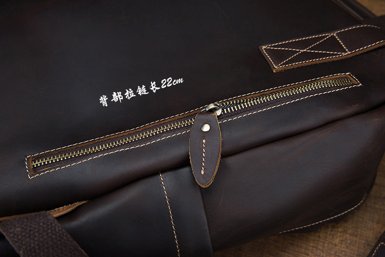 Men's Rucksack Handmade Cowhide Genuine Leather Business Casual Handbag Korean Fashion Large Capacity Travel Bag for Men