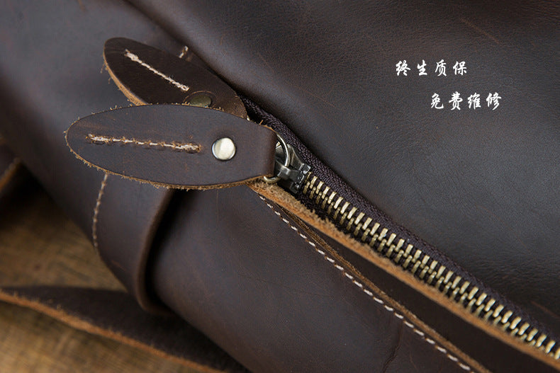 Men's Rucksack Handmade Cowhide Genuine Leather Business Casual Handbag Korean Fashion Large Capacity Travel Bag for Men
