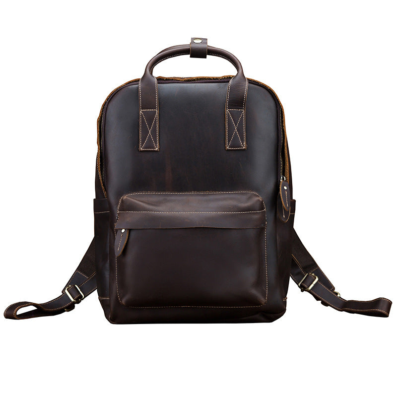 Men's Rucksack Handmade Cowhide Genuine Leather Business Casual Handbag Korean Fashion Large Capacity Travel Bag for Men