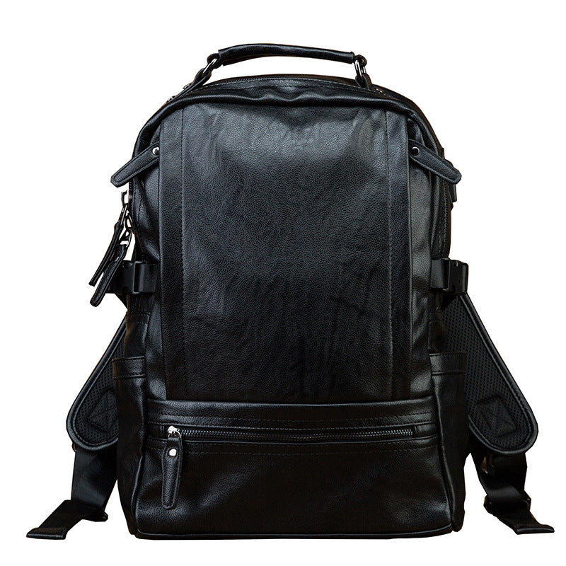 Men's rucksack cowhide genuine leather original handmade Korean fashion personality USB charging bag for men