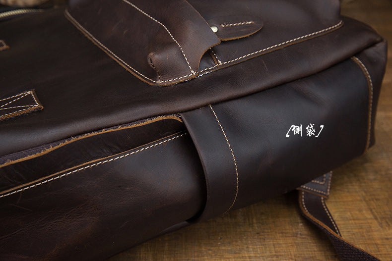 Men's Rucksack Handmade Cowhide Genuine Leather Business Casual Handbag Korean Fashion Large Capacity Travel Bag for Men