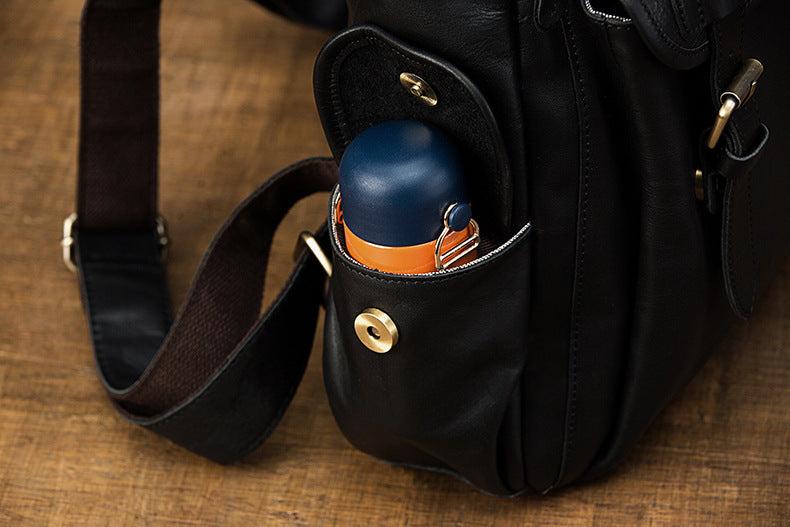 Men's Rucksack Handmade Cowhide Genuine Leather Casual Travel Bag Computer Bag Simple Fashion Unisex Bag