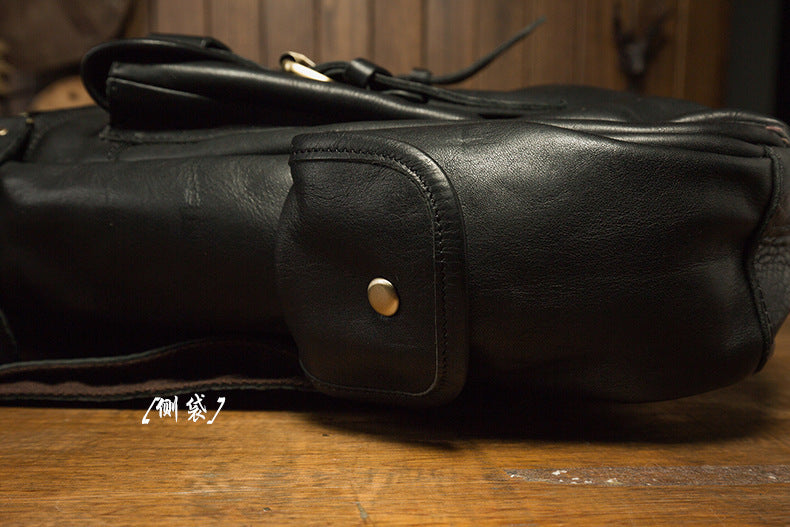 Men's Rucksack Handmade Cowhide Genuine Leather Casual Travel Bag Computer Bag Simple Fashion Unisex Bag