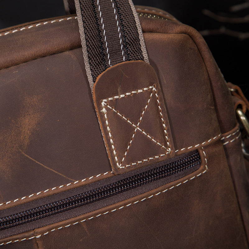 Men's Shoulder Bag Genuine Cowhide Leather Retro Men's Crossbody Bag