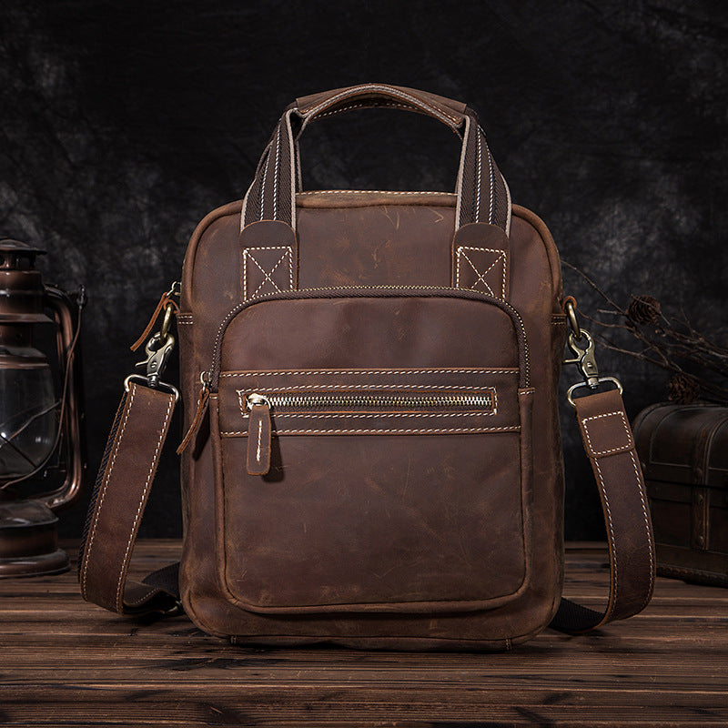 Men's Shoulder Bag Genuine Cowhide Leather Retro Men's Crossbody Bag