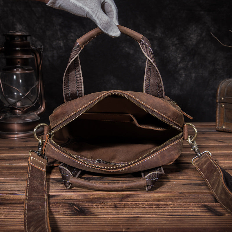 Men's Shoulder Bag Genuine Cowhide Leather Retro Men's Crossbody Bag