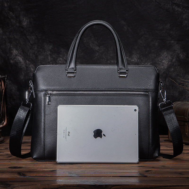 Men's Briefcase Handbag Cowhide Genuine Leather Business Men's Computer Bag