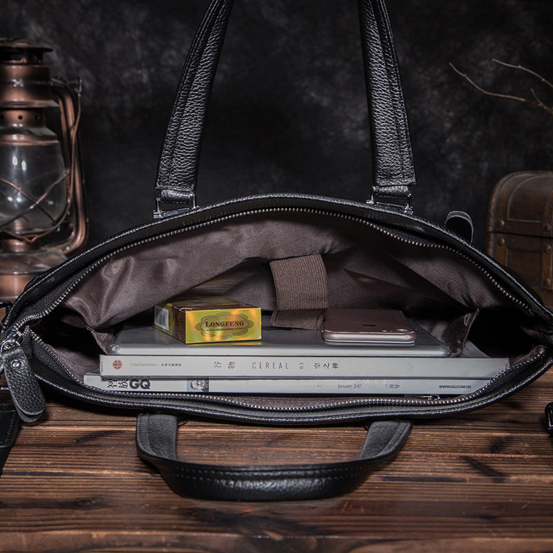 Men's Handbag Cowhide Genuine Leather Briefcase Business Men Computer Bag