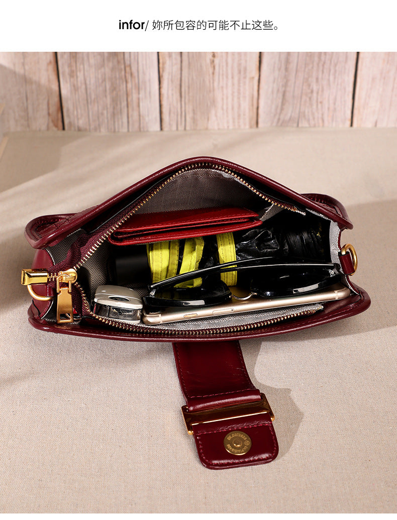 Women's Bag Genuine Leather Plaid Top Cowhide Retro Chain Bag Broadband Square Bag Elegant Shoulder Bag.Pochette