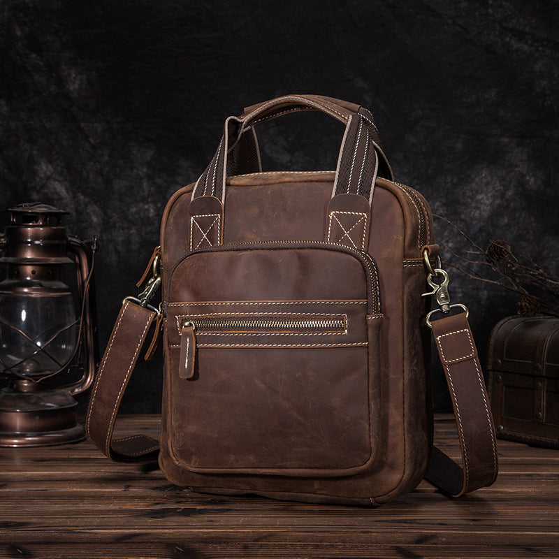Men's Shoulder Bag Genuine Cowhide Leather Retro Men's Crossbody Bag