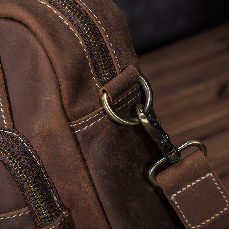 Men's Shoulder Bag Genuine Cowhide Leather Retro Men's Crossbody Bag
