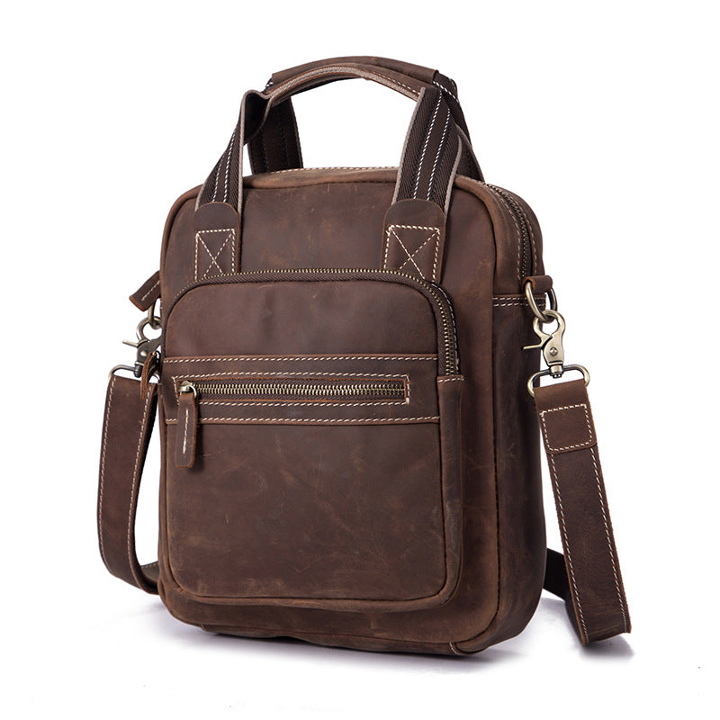 Men's Shoulder Bag Genuine Cowhide Leather Retro Men's Crossbody Bag