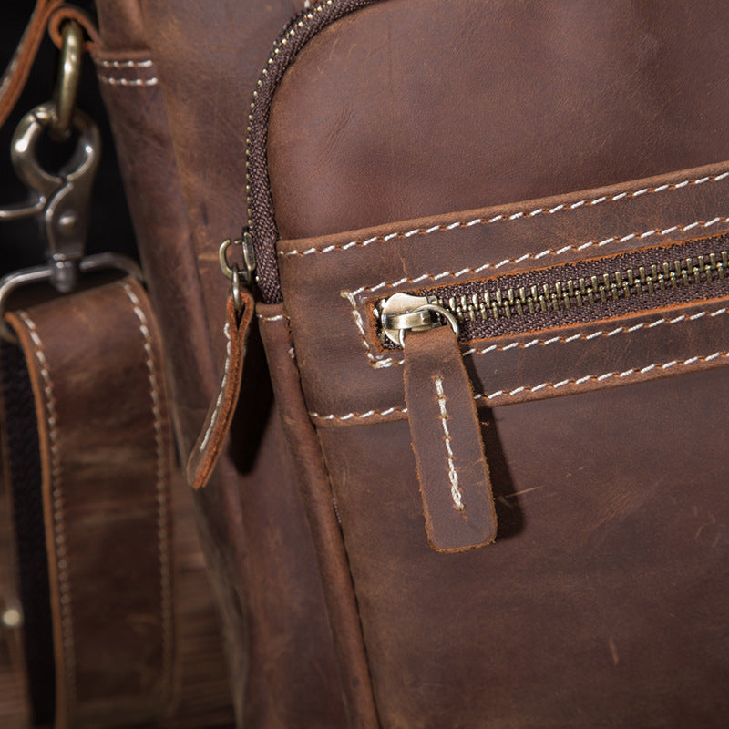 Men's Shoulder Bag Genuine Cowhide Leather Retro Men's Crossbody Bag