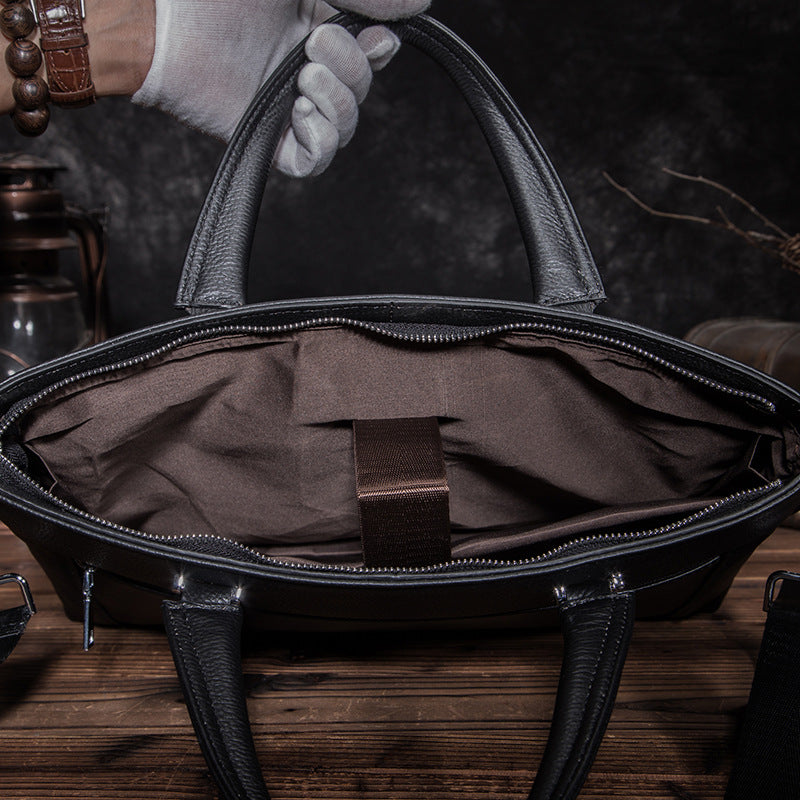 Men's Briefcase Handbag Cowhide Genuine Leather Business Men's Computer Bag