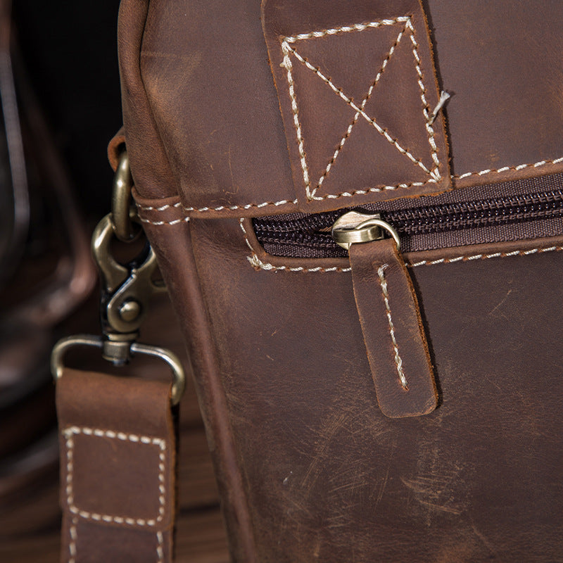 Men's Shoulder Bag Genuine Cowhide Leather Retro Men's Crossbody Bag