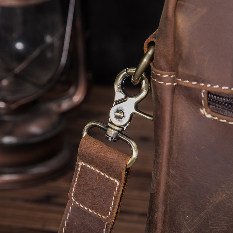 Men's Shoulder Bag Genuine Cowhide Leather Retro Men's Crossbody Bag