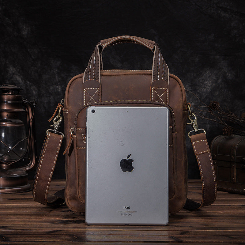Men's Shoulder Bag Genuine Cowhide Leather Retro Men's Crossbody Bag